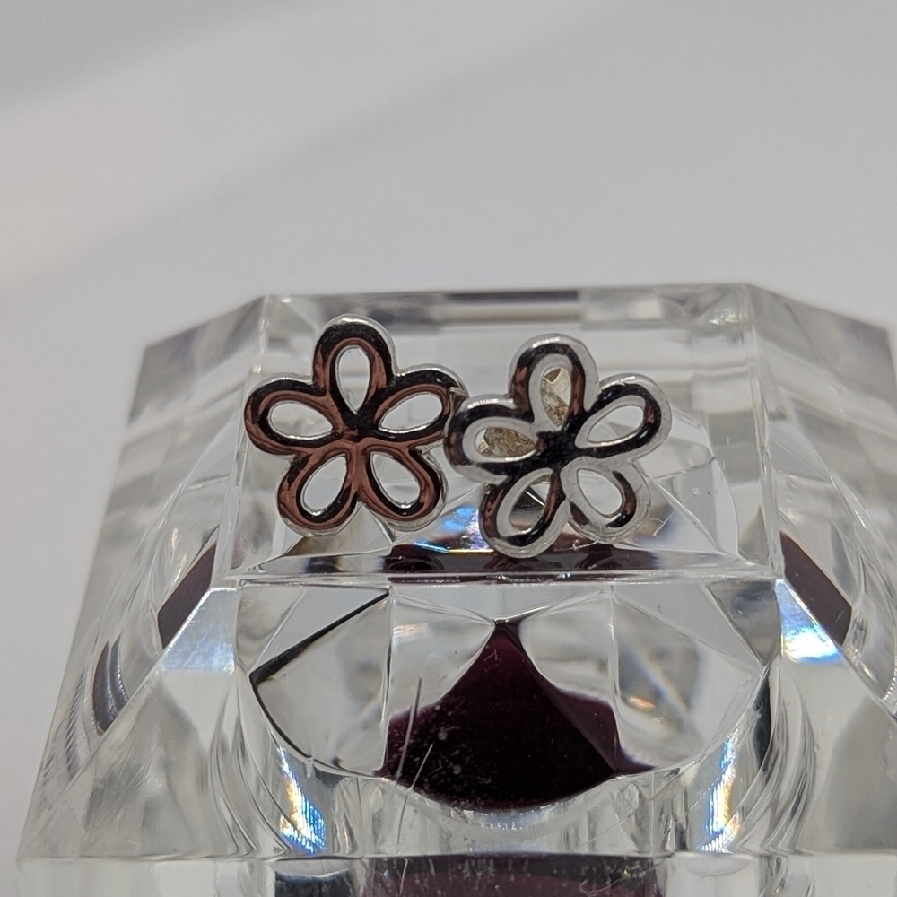 Chic Silver Floral Earrings - Picture 3 of 5